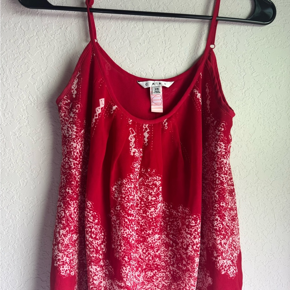 CAbi Red and White Camisole Top